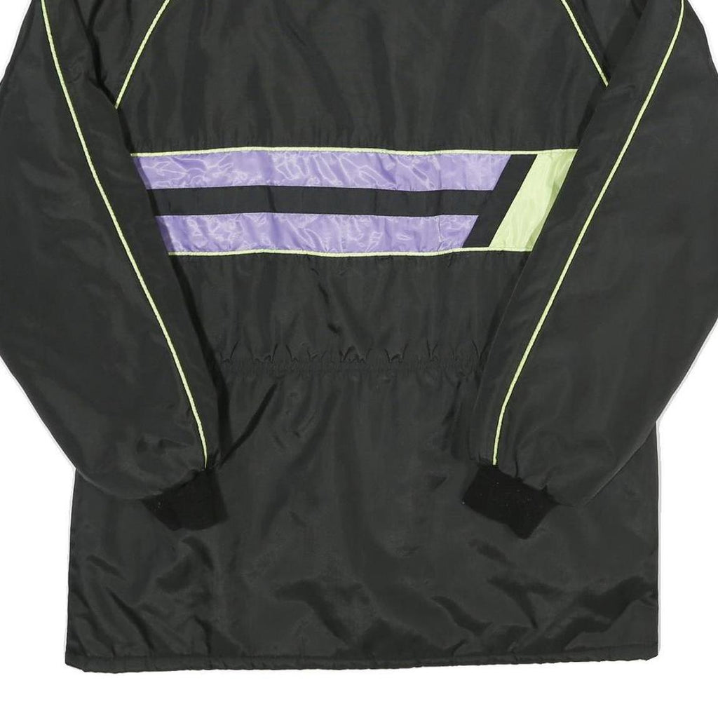 LAMARTINE Mens Black & Purple Nylon Track Jacket M Stand-Up Collar Plain Zip