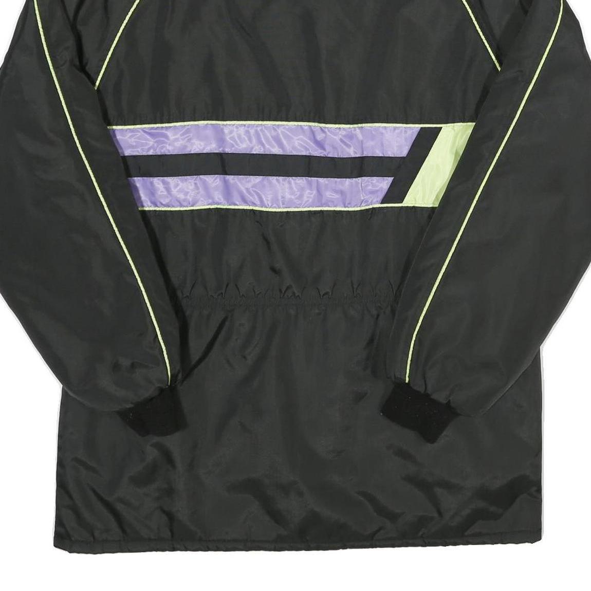 LAMARTINE Mens Black & Purple Nylon Track Jacket M Stand-Up Collar Plain Zip