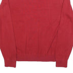 TOMMY HILFIGER Mens Red & Navy Patterned Jumper V-Neck Basic Knit M Classic
