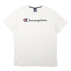 CHAMPION Mens White Cotton Blend Crew Neck M Casual Logo T-Shirt