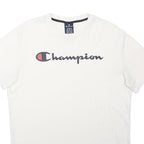 CHAMPION Mens White Cotton Blend Crew Neck M Casual Logo T-Shirt