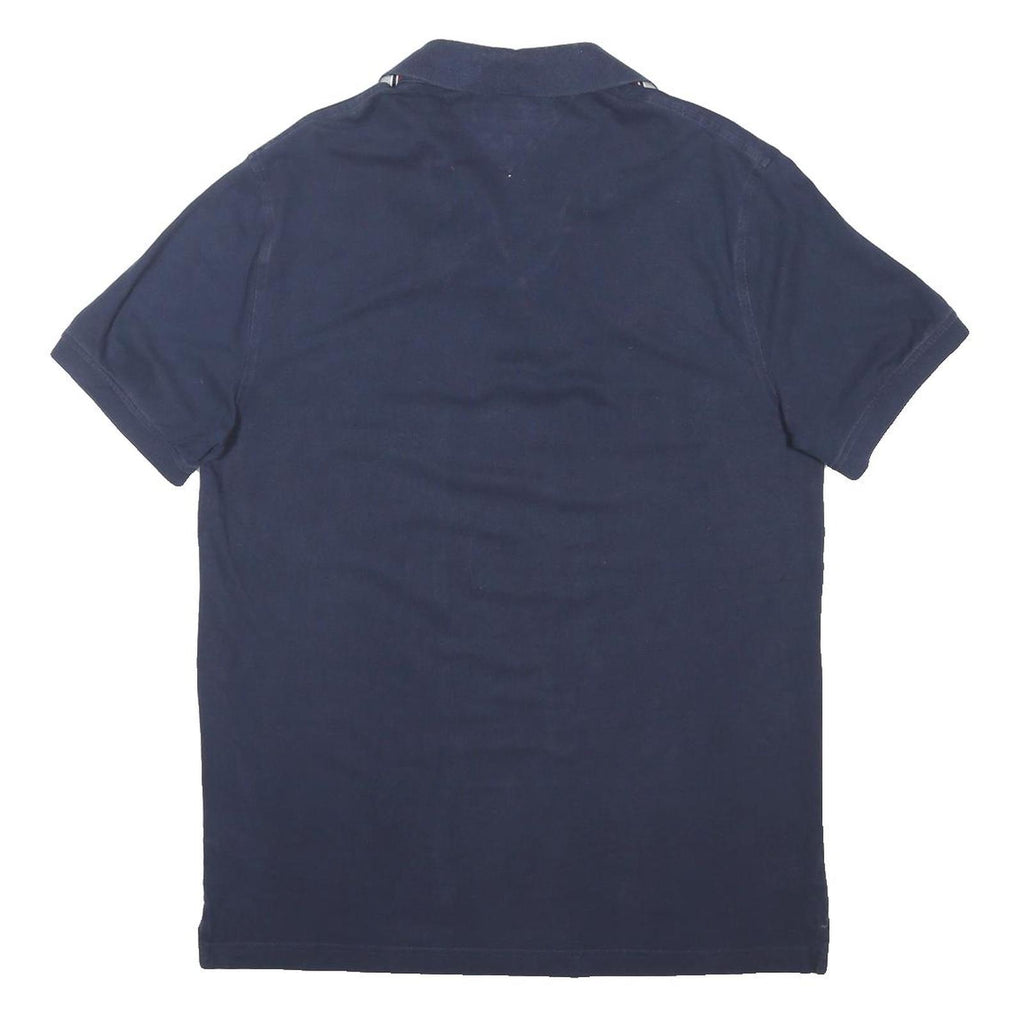 TOMMY HILFIGER Mens Navy Blue Short Sleeve Polo Shirt XL Cotton Blend Classic