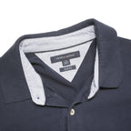 TOMMY HILFIGER Mens Navy Blue Short Sleeve Polo Shirt XL Cotton Blend Classic