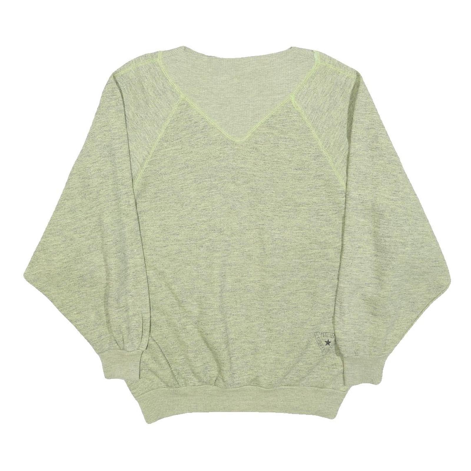 FREE LOOK Womens Green Cotton Blend Crew Neck Sweatshirt S Relaxed Fit Casual