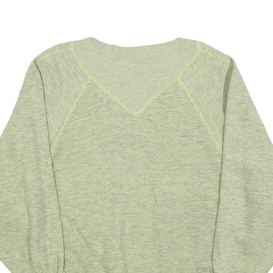 FREE LOOK Womens Green Cotton Blend Crew Neck Sweatshirt S Relaxed Fit Casual
