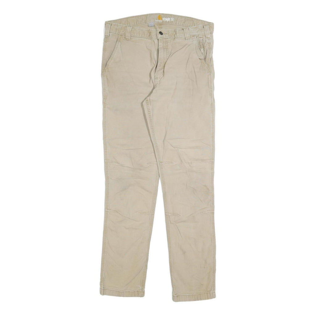 CARHARTT Mens Jeans Beige Regular Straight Denim W34 L34 Workwear Zip Closure