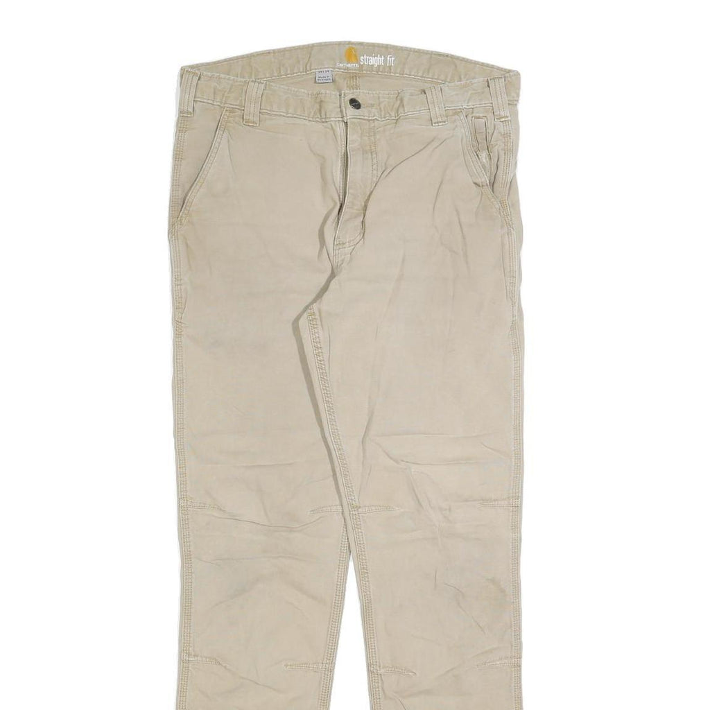 CARHARTT Mens Jeans Beige Regular Straight Denim W34 L34 Workwear Zip Closure