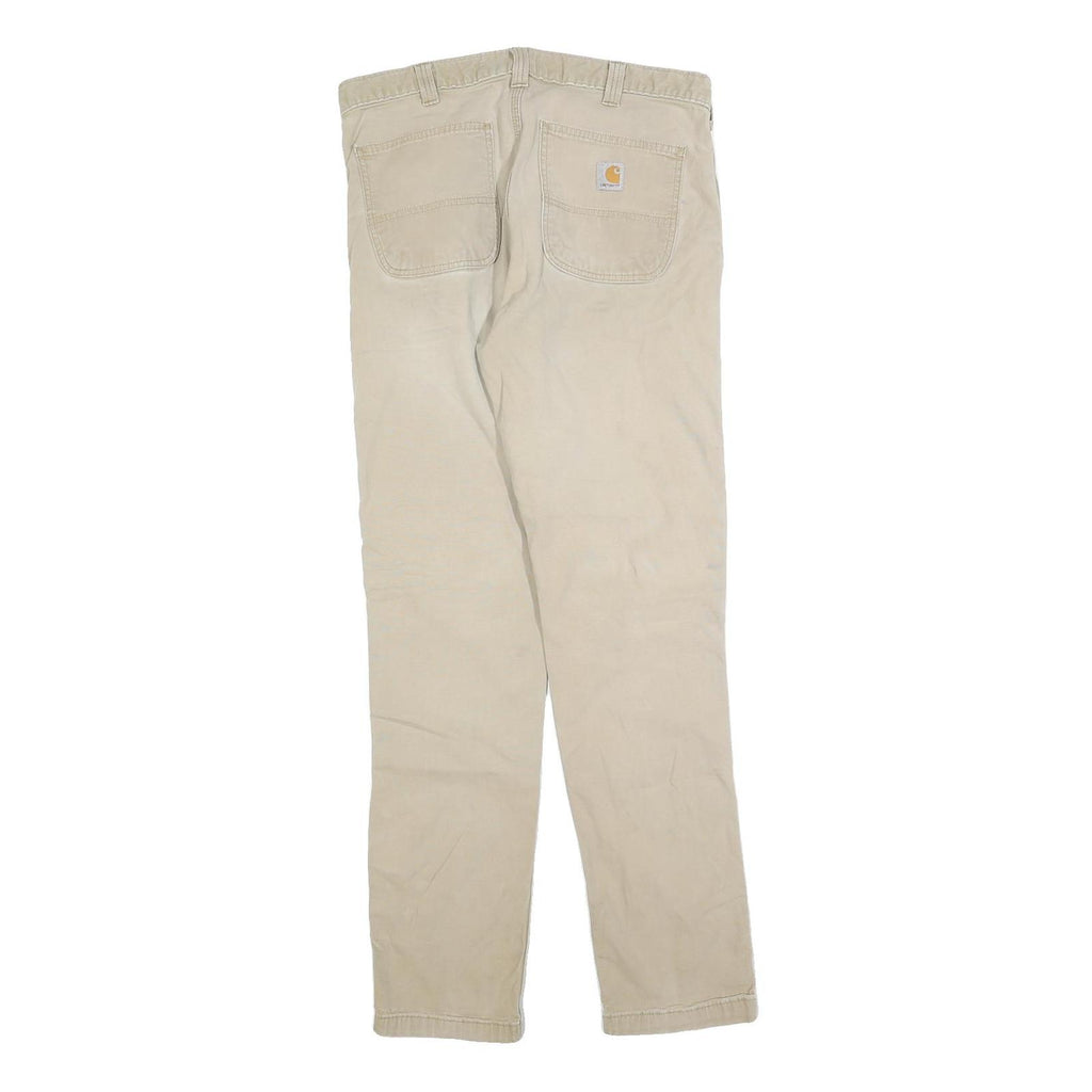 CARHARTT Mens Jeans Beige Regular Straight Denim W34 L34 Workwear Zip Closure