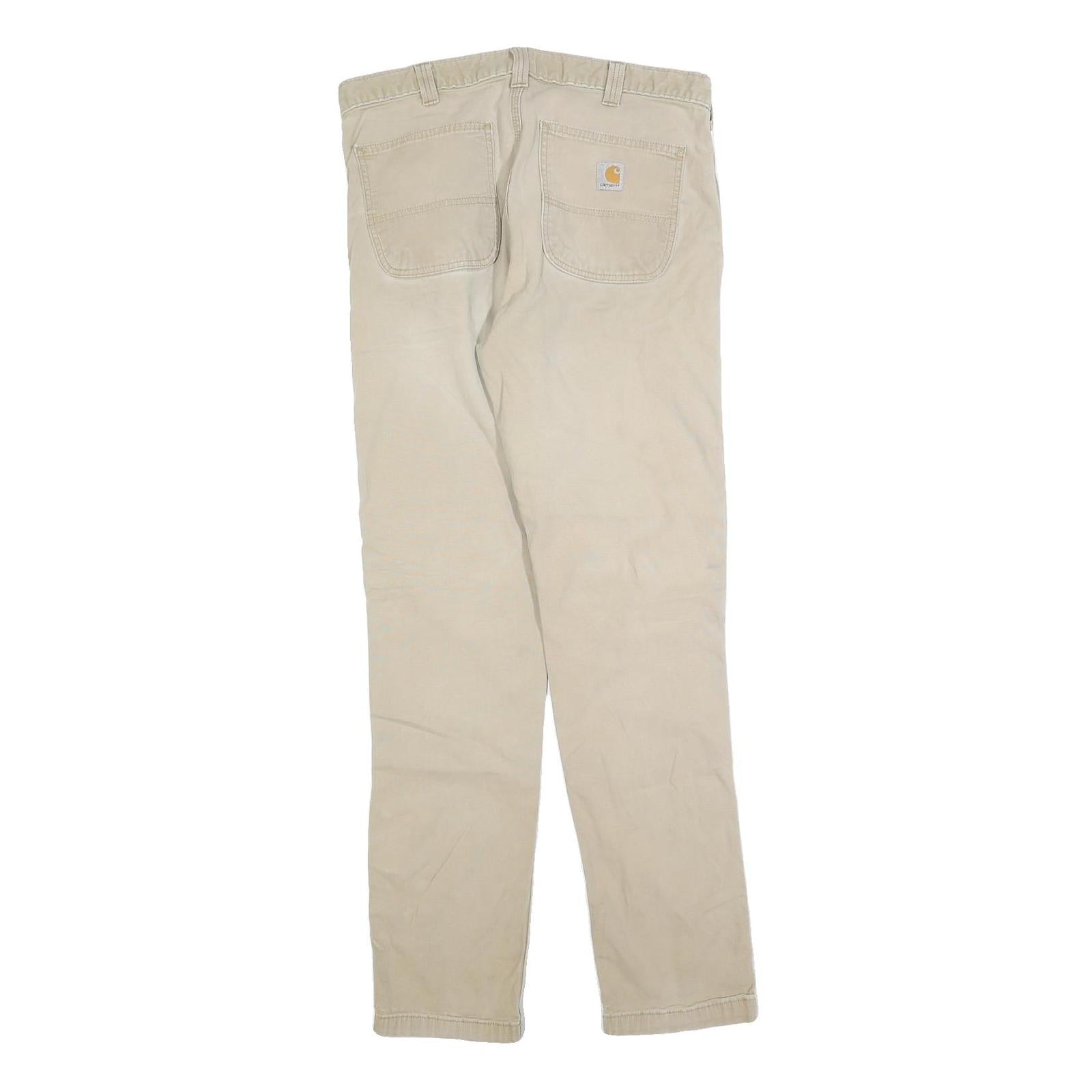 CARHARTT Mens Jeans Beige Regular Straight Denim W34 L34 Workwear Zip Closure