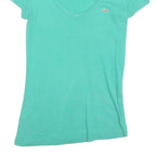 LACOSTE Womens Turquoise V-Neck Short Sleeve Top XXS Cotton Blend Casual