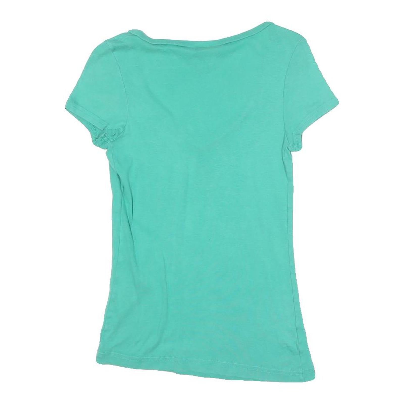 LACOSTE Womens Turquoise V-Neck Short Sleeve Top XXS Cotton Blend Casual