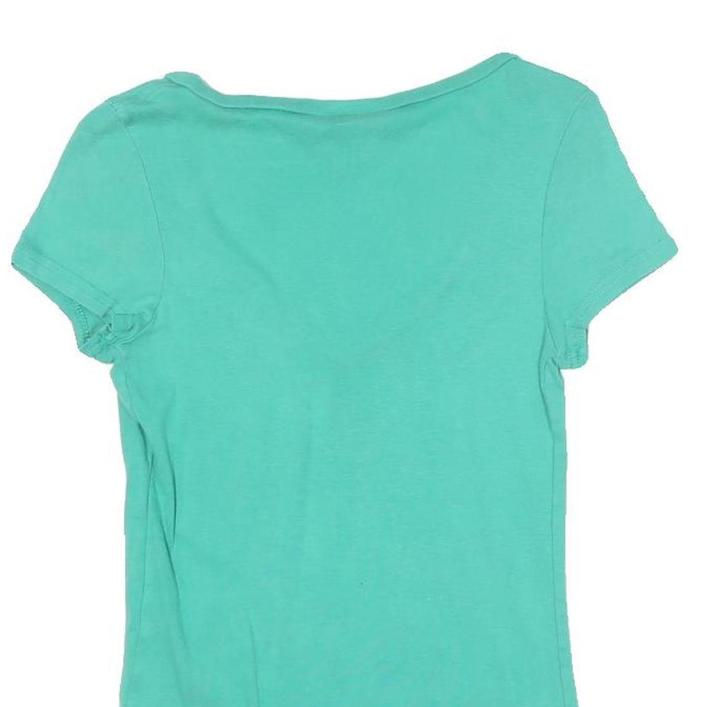 LACOSTE Womens Turquoise V-Neck Short Sleeve Top XXS Cotton Blend Casual