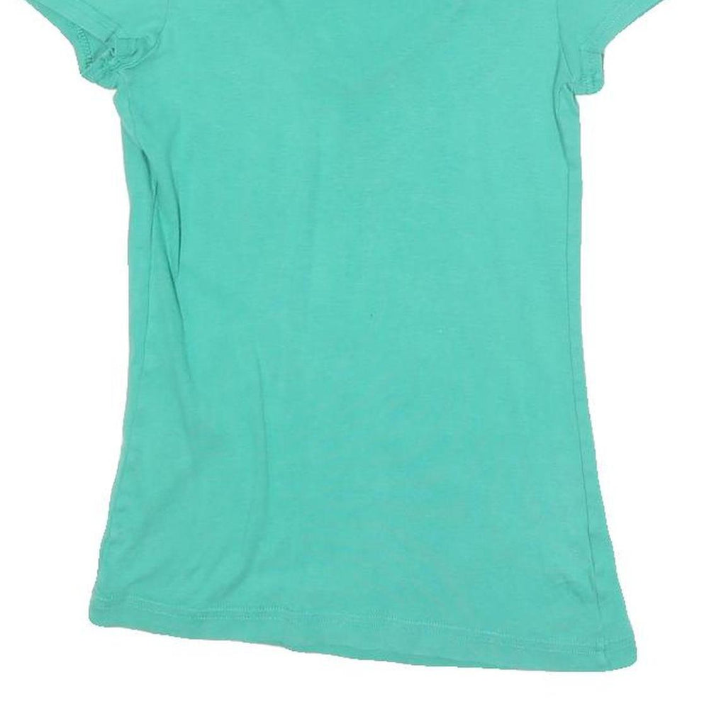 LACOSTE Womens Turquoise V-Neck Short Sleeve Top XXS Cotton Blend Casual