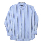 TOMMY HILFIGER Mens Blue & White Striped Shirt XL Button-Down Collar Long Sleeve