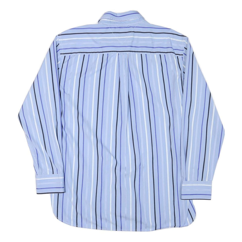 TOMMY HILFIGER Mens Blue & White Striped Shirt XL Button-Down Collar Long Sleeve