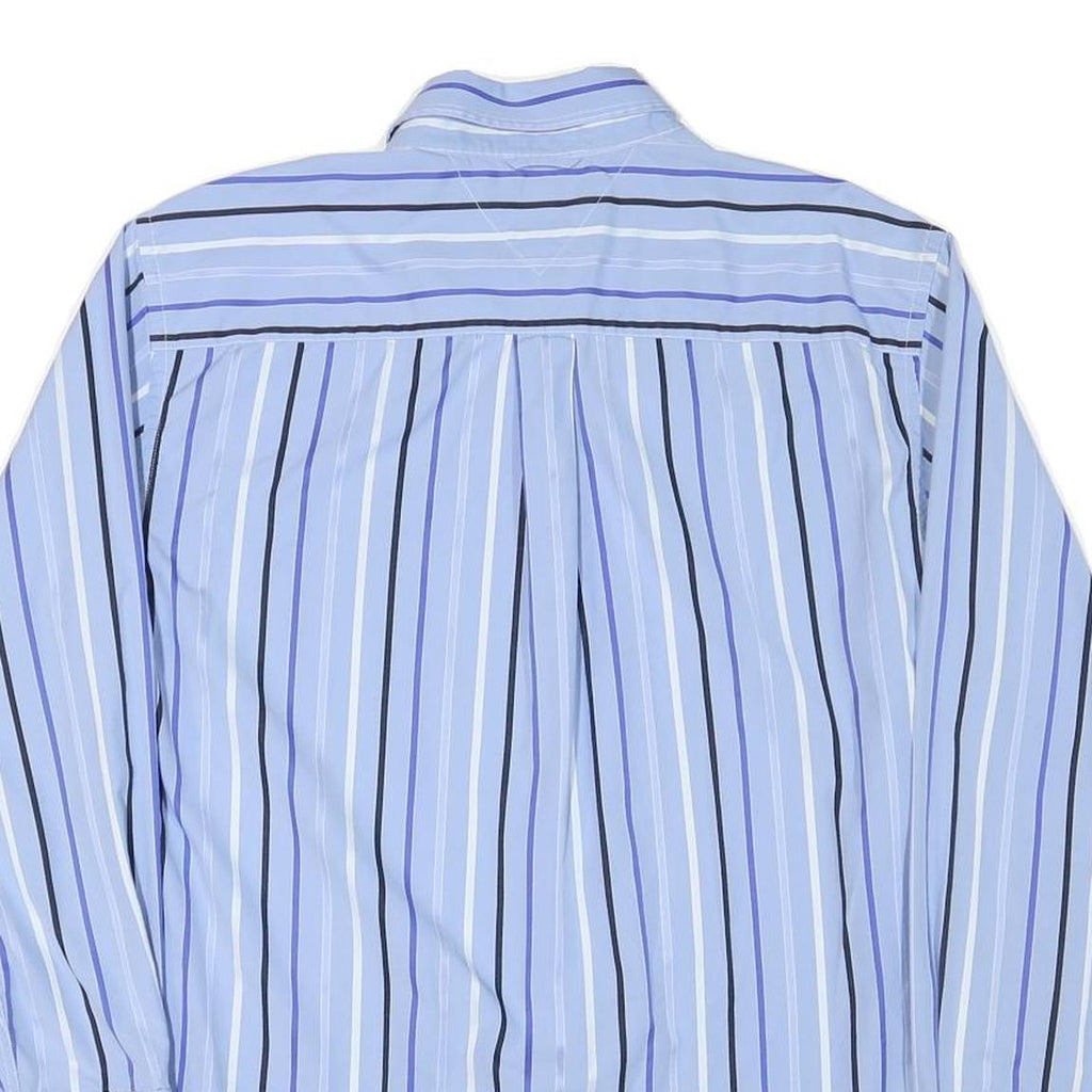 TOMMY HILFIGER Mens Blue & White Striped Shirt XL Button-Down Collar Long Sleeve