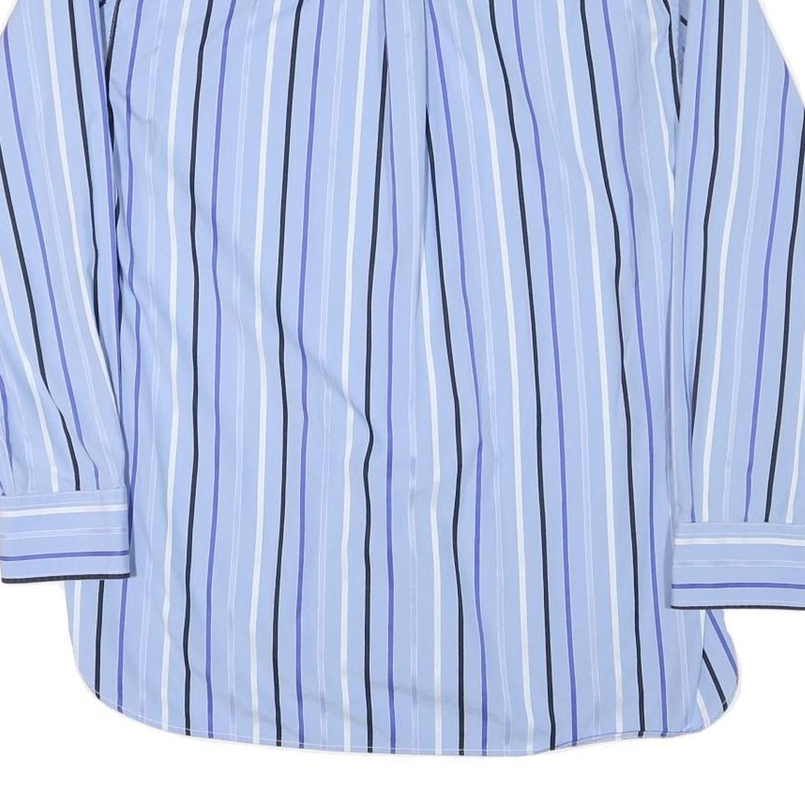 TOMMY HILFIGER Mens Blue & White Striped Shirt XL Button-Down Collar Long Sleeve