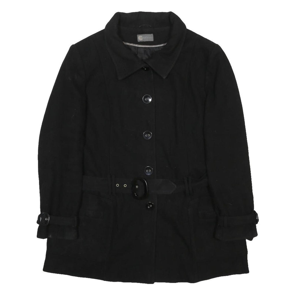MIA MODA Womens Black Wool Blend Button Jacket UK 20 Classic Tailored