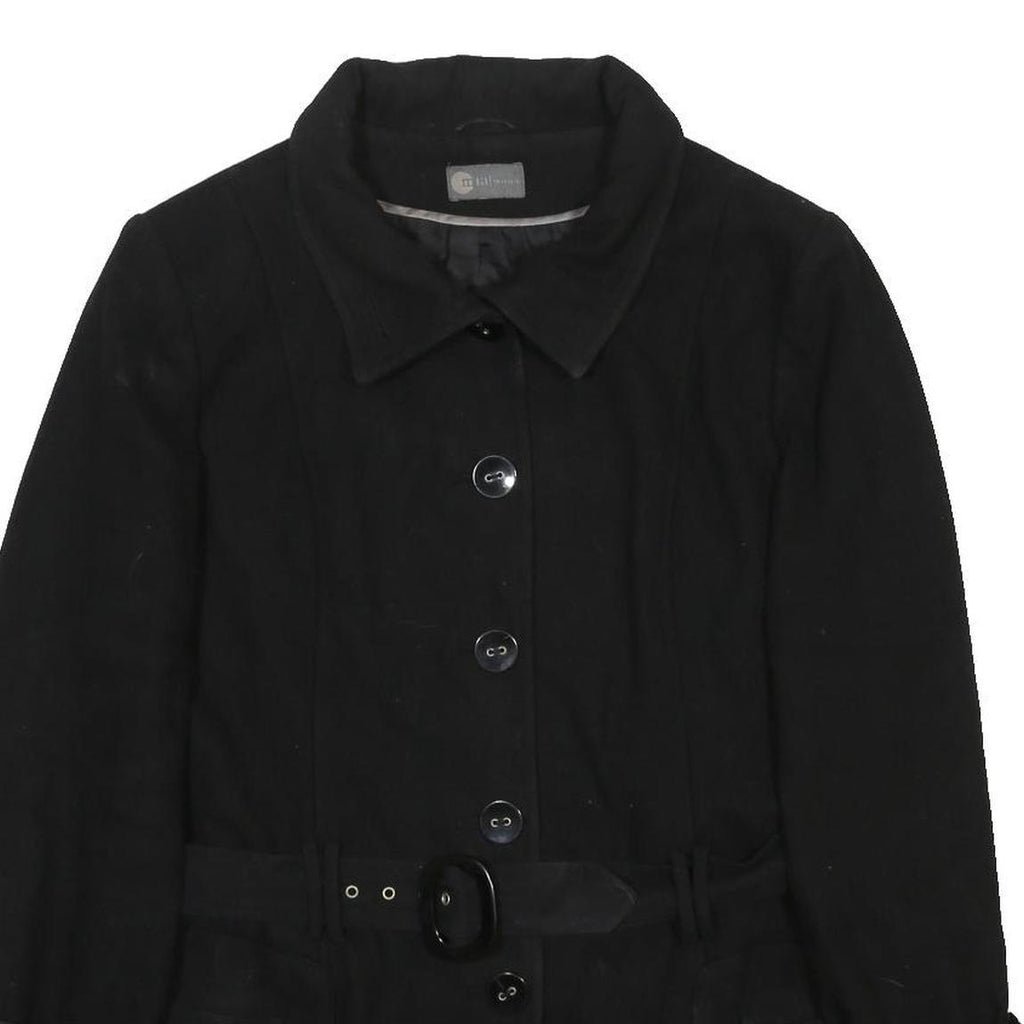 MIA MODA Womens Black Wool Blend Button Jacket UK 20 Classic Tailored