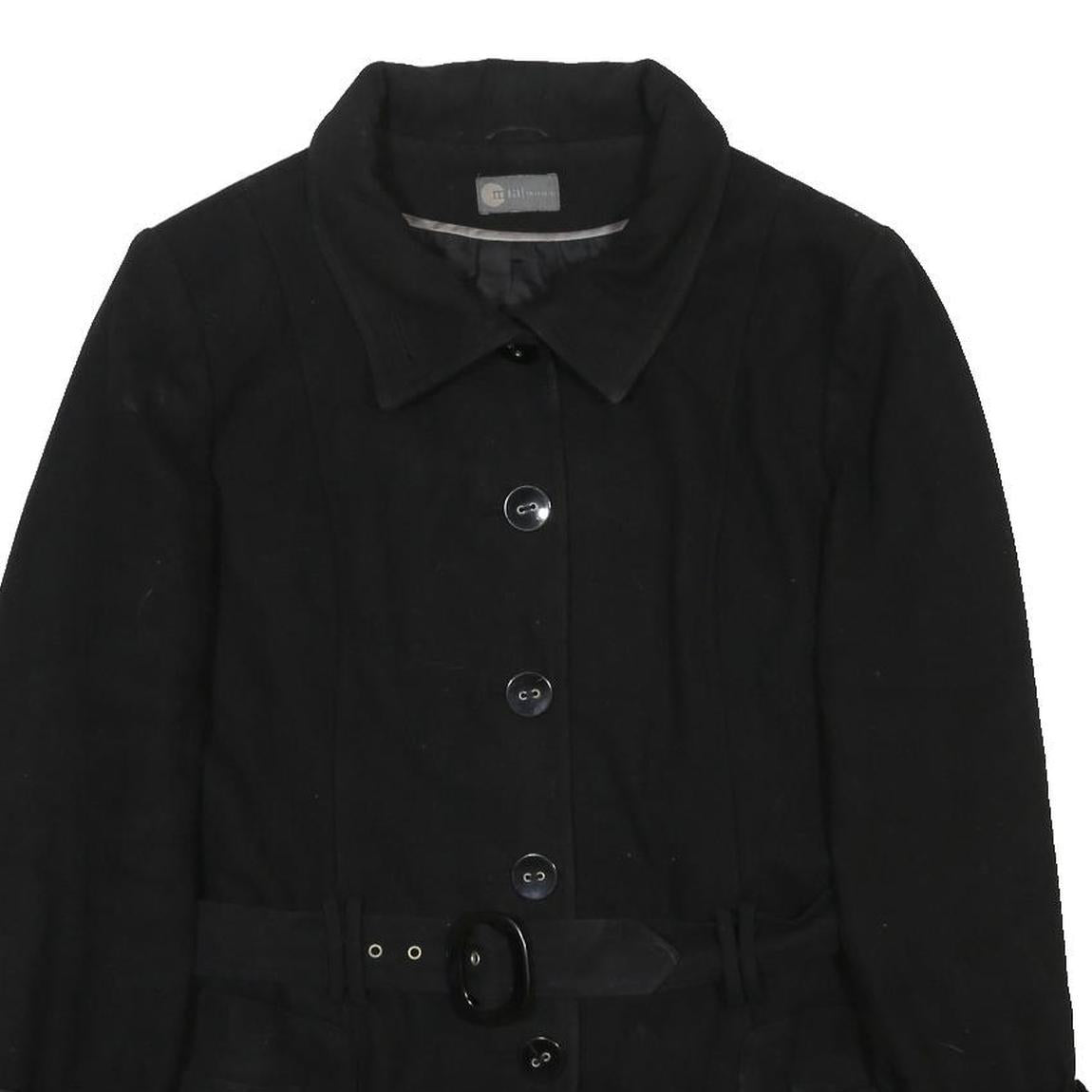 MIA MODA Womens Black Wool Blend Button Jacket UK 20 Classic Tailored