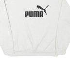 PUMA Mens White Cotton Blend Sweatshirt S Crew Neck Logo Print Casual
