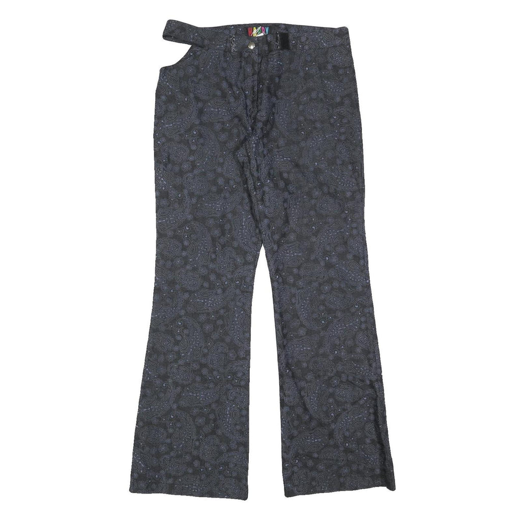 HAPPY MODE Womens Black Paisley Polyester Blend Regular Fit Flared Trousers W32