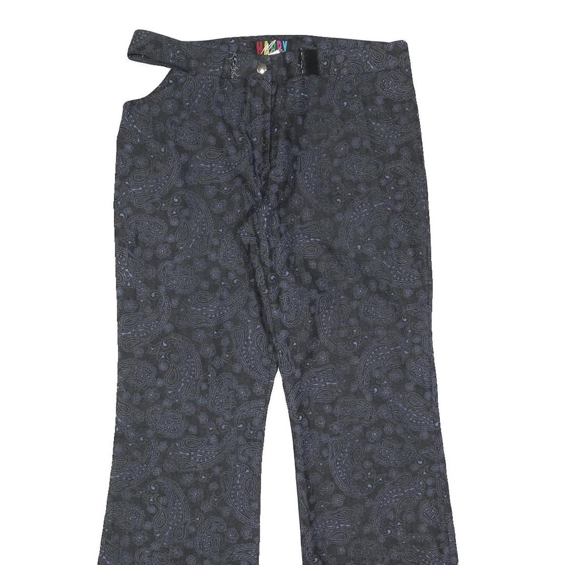 HAPPY MODE Womens Black Paisley Polyester Blend Regular Fit Flared Trousers W32