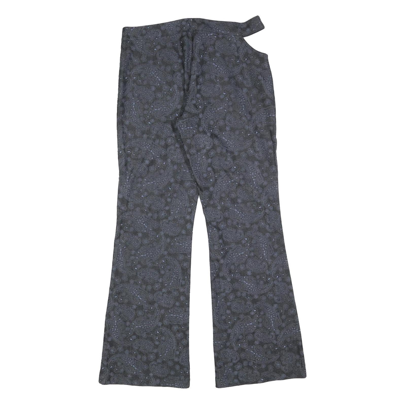 HAPPY MODE Womens Black Paisley Polyester Blend Regular Fit Flared Trousers W32