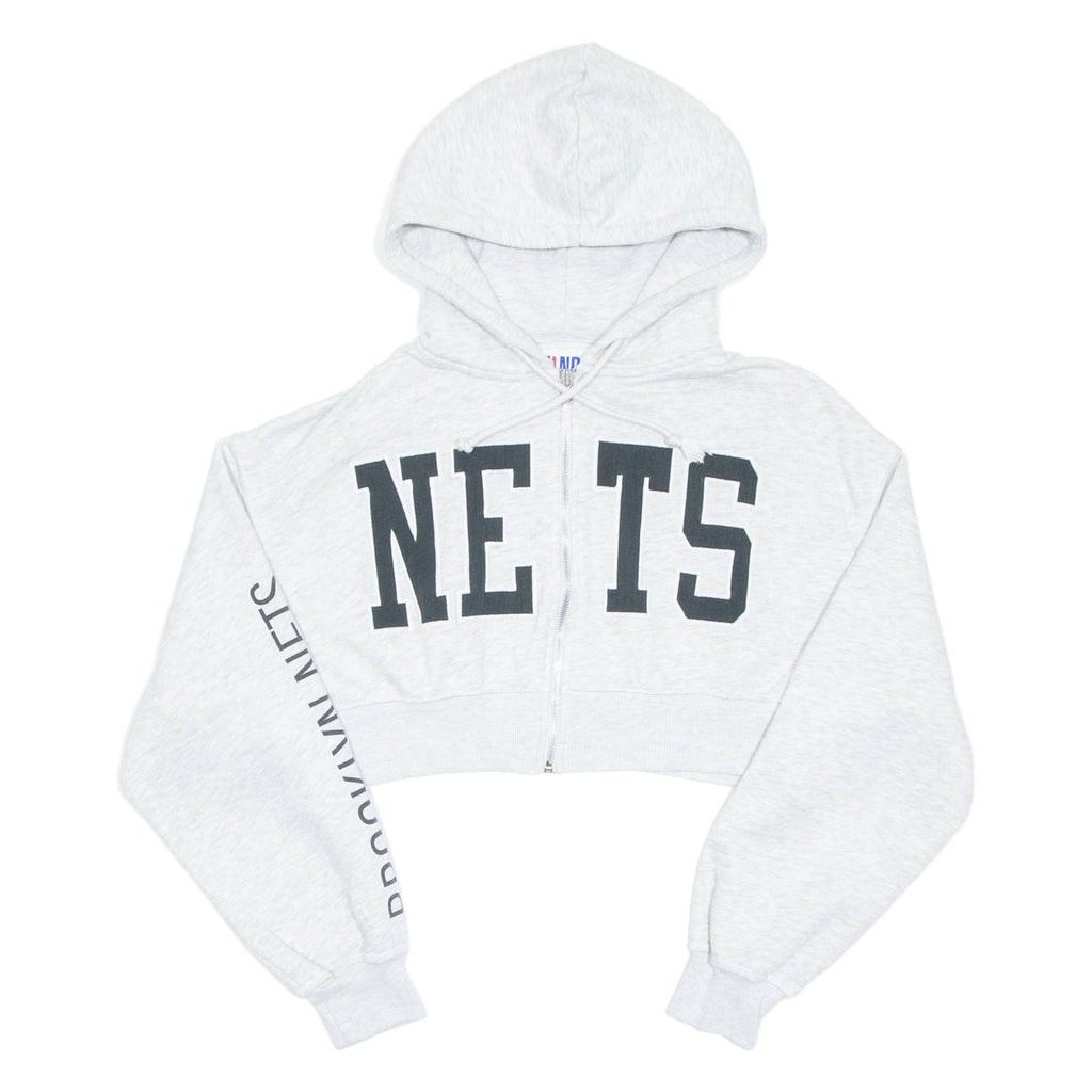 NBA Cropped Womens Grey Hoodie Full Zip M