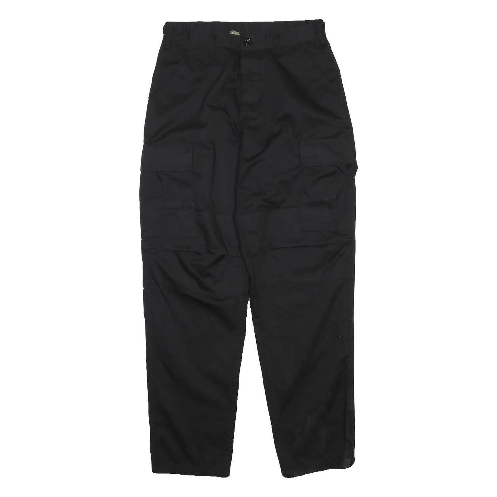 ADVANTEX Mens Black Cotton Blend Loose Tapered Trousers W28 L41 Casual Workwear