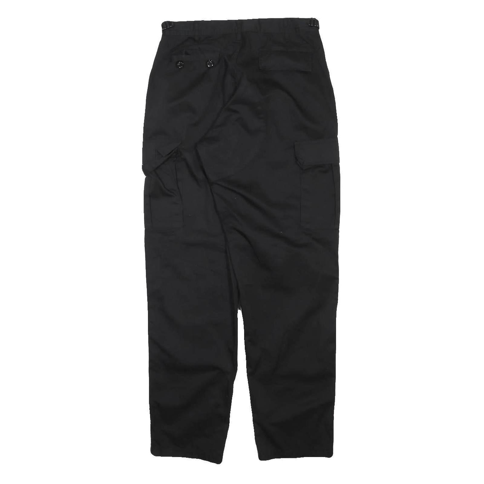ADVANTEX Mens Black Cotton Blend Loose Tapered Trousers W28 L41 Casual Workwear