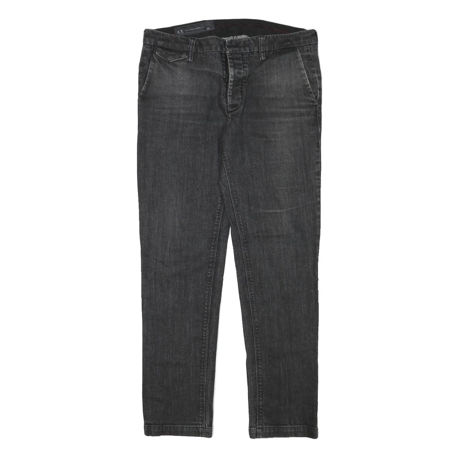 ARMANI EXCHANGE Womens Jeans Black Slim Skinny Denim W32 L30 Cotton Blend Zip