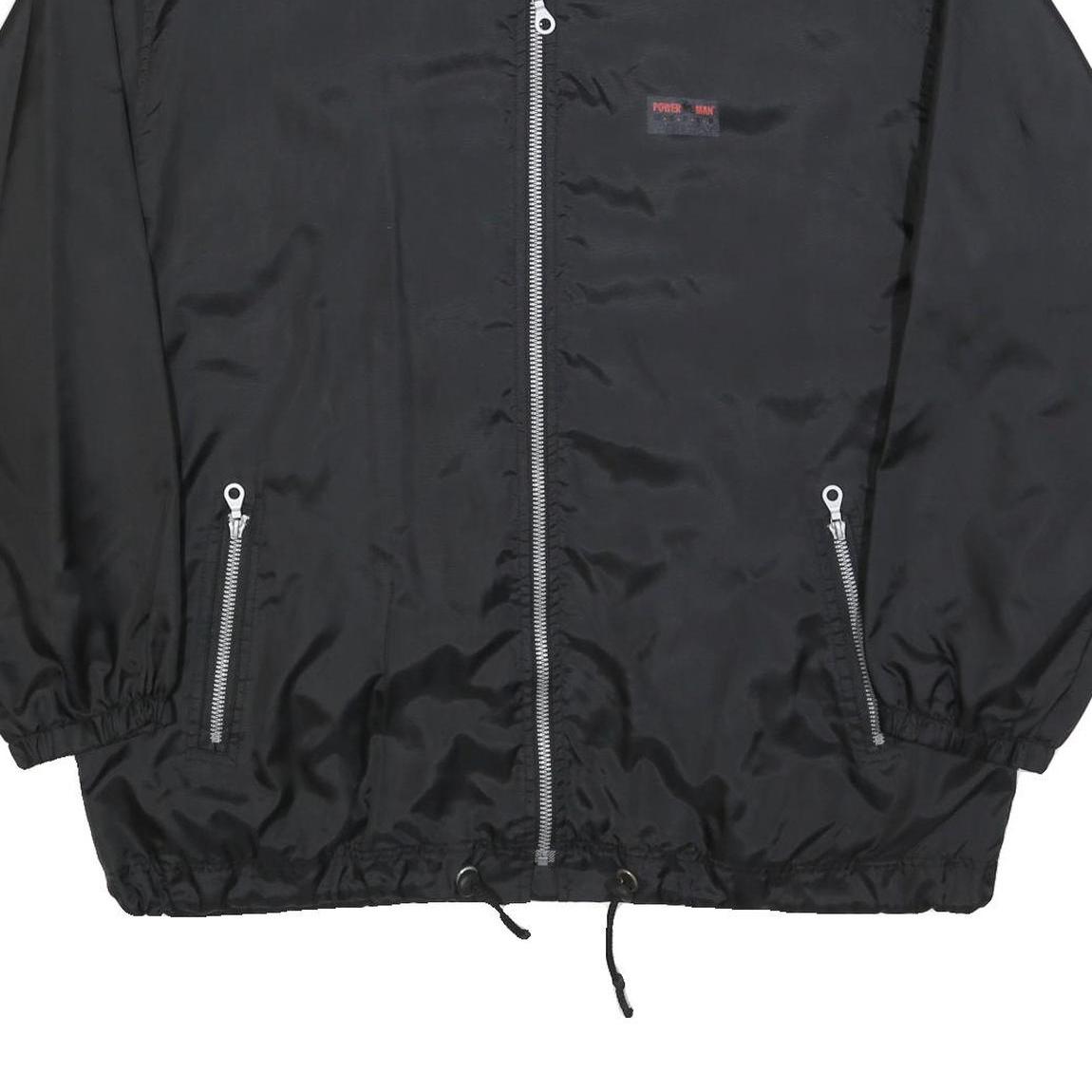 JAS Mens Black Power Man Athletic Jacket XL Polyester Plain Zip Outdoor Casual