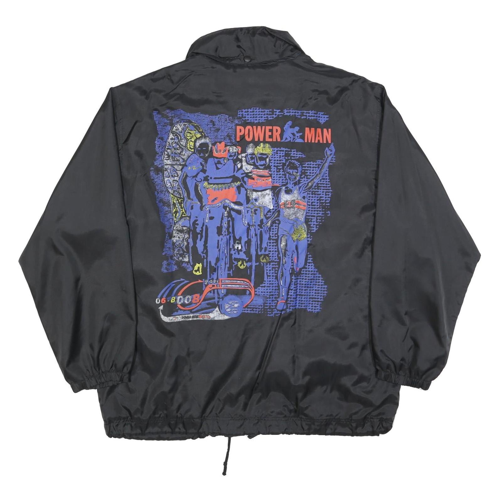 JAS Mens Black Power Man Athletic Jacket XL Polyester Plain Zip Outdoor Casual