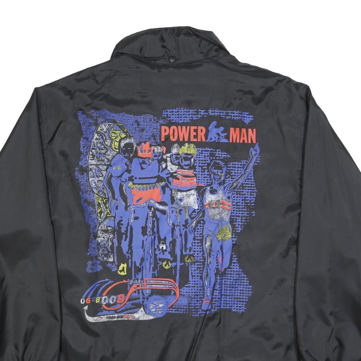 JAS Mens Black Power Man Athletic Jacket XL Polyester Plain Zip Outdoor Casual