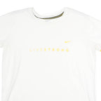 NIKE Womens White & Yellow Livestrong Graphic T-Shirt L Short Sleeve Crew Neck