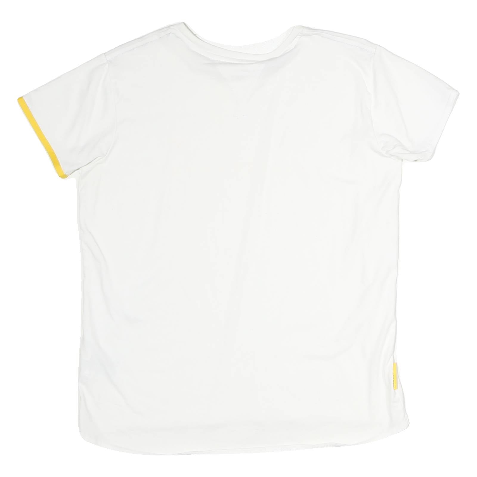 NIKE Womens White & Yellow Livestrong Graphic T-Shirt L Short Sleeve Crew Neck