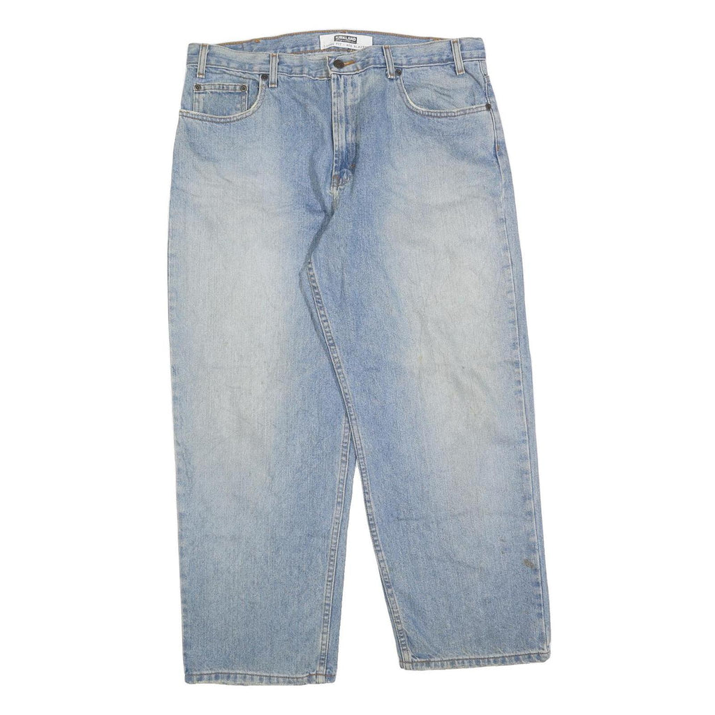 KIRKLAND Mens Loose Fit Blue Denim Jeans W38 L30 Casual Classic Cotton Blend Zip