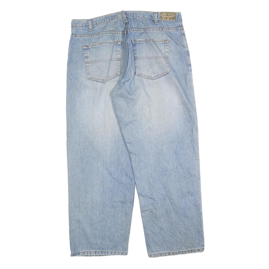 KIRKLAND Mens Loose Fit Blue Denim Jeans W38 L30 Casual Classic Cotton Blend Zip