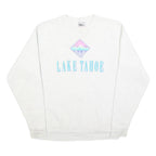 ONEITA Womens White Lake Tahoe Crew Neck XL Cotton Sweatshirt Vintage Pullover