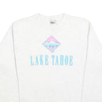 ONEITA Womens White Lake Tahoe Crew Neck XL Cotton Sweatshirt Vintage Pullover