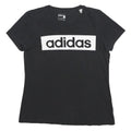 ADIDAS Womens Black Logo Graphic T-Shirt L Short Sleeve Crew Neck Cotton Blend