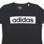 ADIDAS Womens Black Logo Graphic T-Shirt L Short Sleeve Crew Neck Cotton Blend