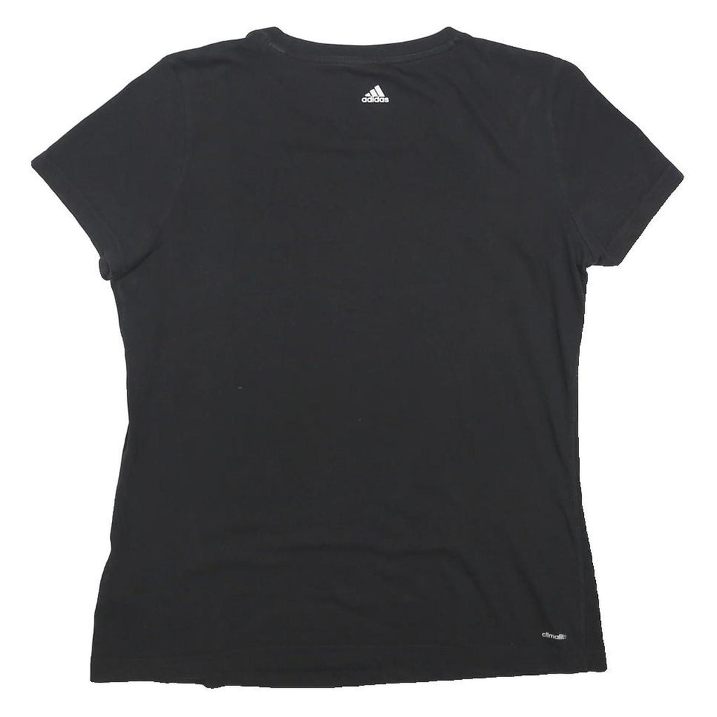 ADIDAS Womens Black Logo Graphic T-Shirt L Short Sleeve Crew Neck Cotton Blend