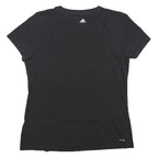 ADIDAS Womens Black Logo Graphic T-Shirt L Short Sleeve Crew Neck Cotton Blend