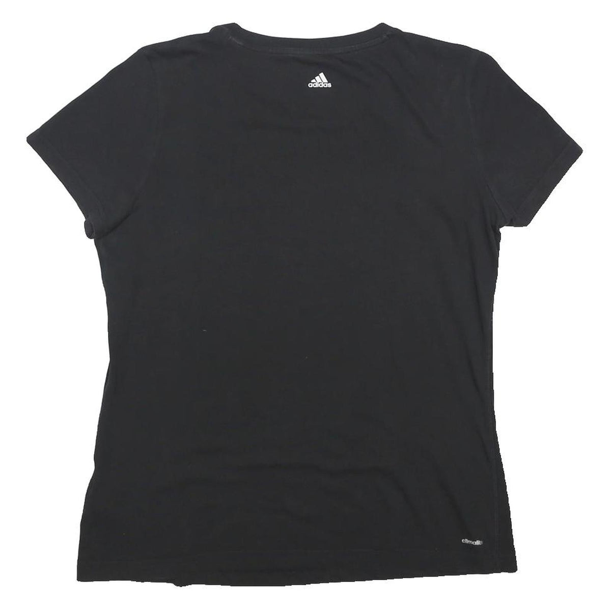 ADIDAS Womens Black Logo Graphic T-Shirt L Short Sleeve Crew Neck Cotton Blend