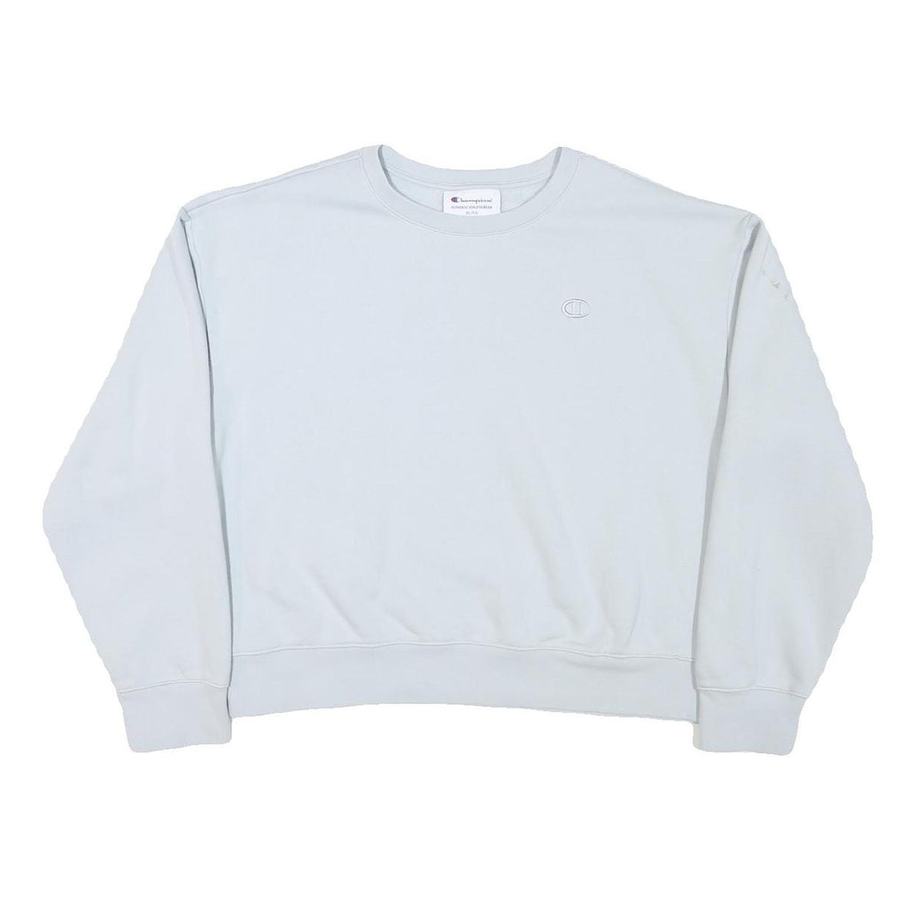 CHAMPION Womens White Crew Neck XL Cotton Blend Sweatshirt Casual Pullover