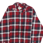 JACHS Mens Red & Navy Check Shirt L Long Sleeve Cotton Casual Button Up