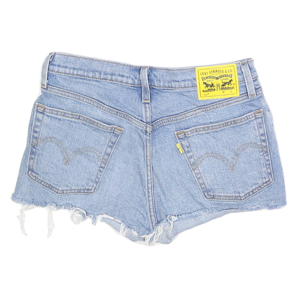 LEVI'S Womens Denim Blue Shorts XS W26 Distressed Cartoon Print