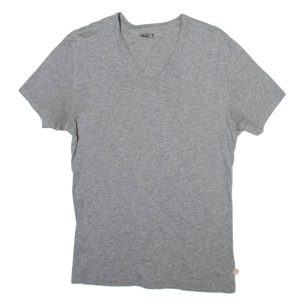PUMA Mens T-Shirt Grey V-Neck S
